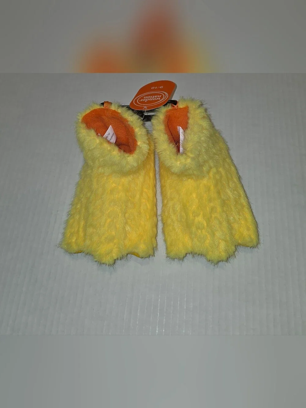 wonder nation Yellow Fuzzy Duck Foot Children's Slippers Sz 9-10